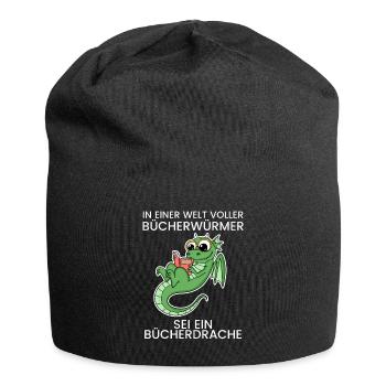 Bücher Drache Drachen - Jersey-Beanie - Schwarz - Vorne
