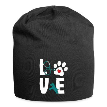 Love Veterinarian Veterinarian Veterinarian - Jersey Beanie - black - Front