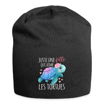 Juste Une Fille Qui Aime Les Tortues Humour - Bonnet en jersey - noir - Devant