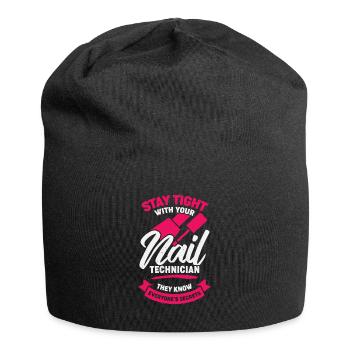 Nagelstudio Job Beruf Nageldesignerin Geschenk - Jersey-Beanie - Schwarz - Vorne