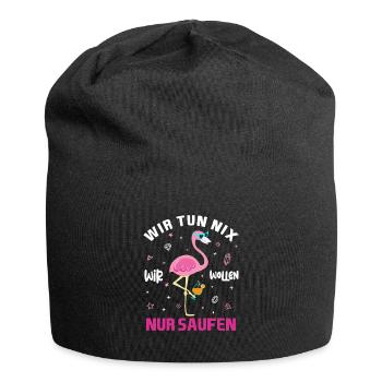 Wir Tun Nix Wir Wollen Nur Saufen Flamingo JGA - Jersey-Beanie - Schwarz - Vorne