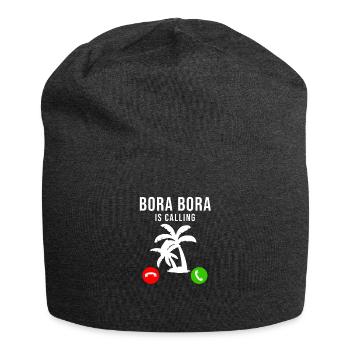 Bora Bora ruft an Spruch Palme Reise Urlaub Sommer - Jersey-Beanie - Anthrazit - Vorne