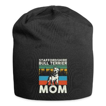 Staffordshire Bull Terrier Maman Maîtresse Cadeau - Bonnet en jersey - noir - Devant