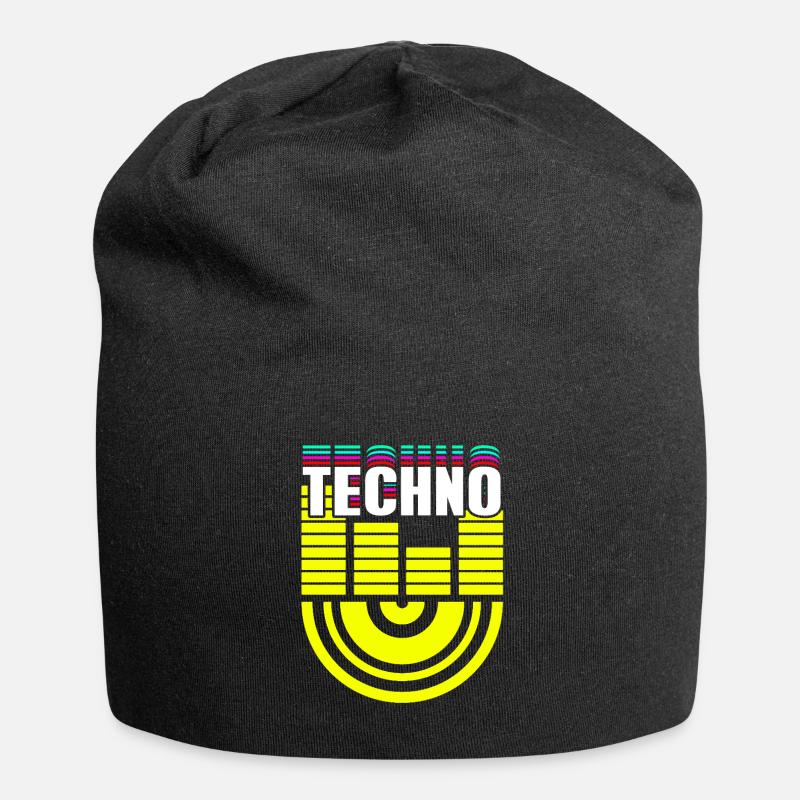 Techno - Jersey-Beanie - Schwarz