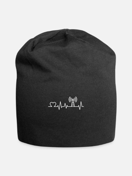 Amateurfunker Herzschlag Hobbyfunk Funkamateur - Jersey-Beanie - Schwarz