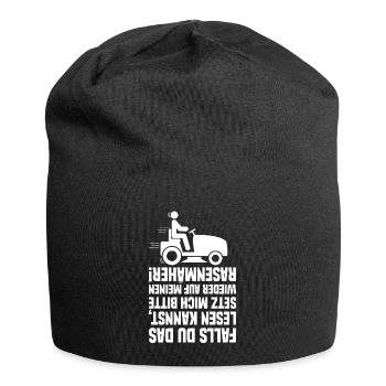 Rasentraktor Rasenmäher Aufsitzmäher Spruch lustig - Jersey-Beanie - Schwarz - Vorne