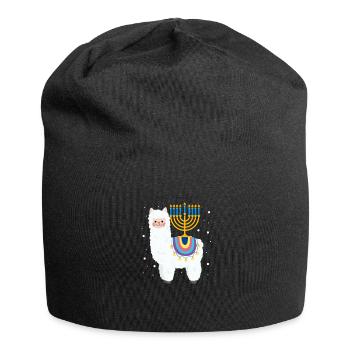Hanukkah Alpaka Lama Jüdisch Juden Geschenk - Jersey-Beanie - Schwarz - Vorne