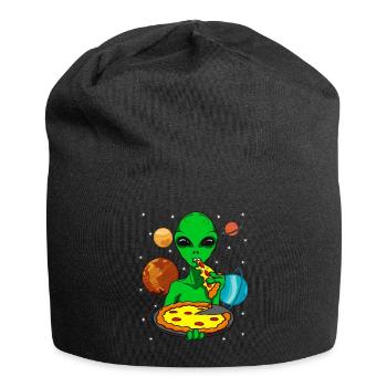 Alien Alien OVNI mangeant de la pizza - Bonnet en jersey - noir - Devant