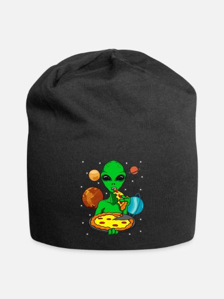 Alien Alien OVNI mangeant de la pizza - Bonnet en jersey - noir
