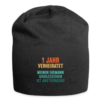 1 Jahr verheiratet lustig 1. Hochzeitstag - Jersey-Beanie - Schwarz - Vorne