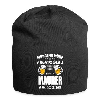 Maurer Bier Maurermeister Morgens Müde Abends Blau - Jersey-Beanie - Schwarz - Vorne