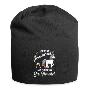 Fresst Sternenstaub Sie Heiratet Einhorn JGA - Jersey-Beanie - Schwarz - Vorne