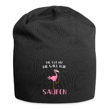 Die Tut Nix Die Will Nur Saufen Flamingo Cocktail - Jersey-Beanie - Schwarz - Vorne