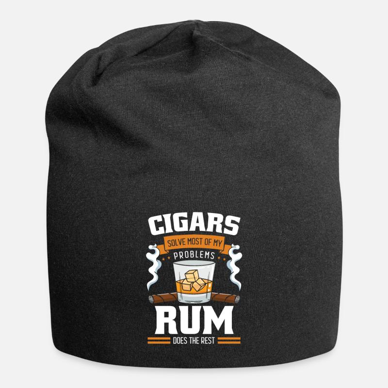 Rum Alkohol Trinken Zigarre Rauchen Genießen - Jersey-Beanie - Schwarz