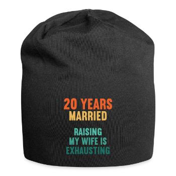 20 years married funny 20th wedding anniversary - Jersey Beanie - black - Front
