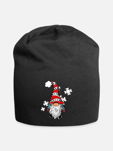 Weihnachts Wichtel mit Schneeflocken - Jersey-Beanie - Schwarz