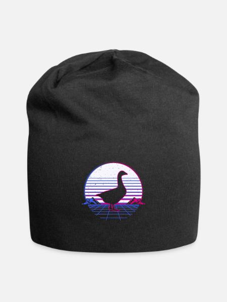 Retro Vintage Retrowave Goose Goose Bird - Jersey Beanie - black