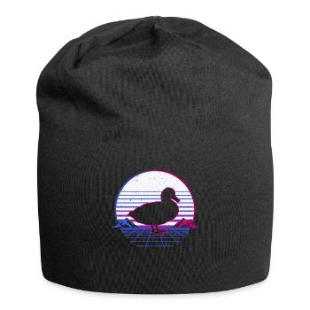 Retro Vintage Retrowave Duck Animal - Jersey Beanie - black - Front