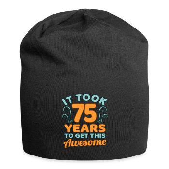 75. Geburtstag - Jersey-Beanie - Schwarz - Vorne