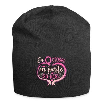 Octobre Ruban Rose Cancer du Sein Sensibilisation - Bonnet en jersey - charbon - Devant