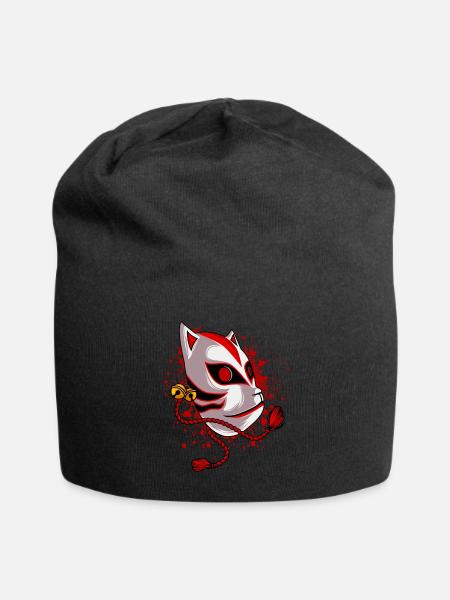 Kitsune japanische Fuchs Maske Anime Manga - Jersey-Beanie - Schwarz