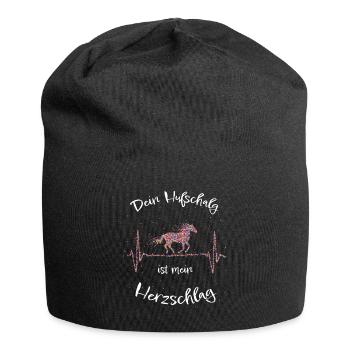Pferd Reiten Hufschlag Pferdespruch Geschenk - Jersey-Beanie - Schwarz - Vorne
