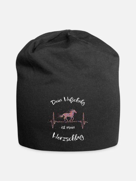 Pferd Reiten Hufschlag Pferdespruch Geschenk - Jersey-Beanie - Schwarz