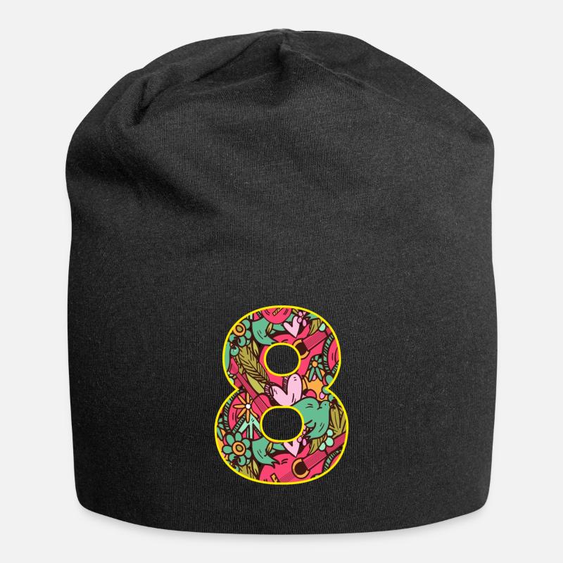 8 - Jersey-Beanie - Schwarz