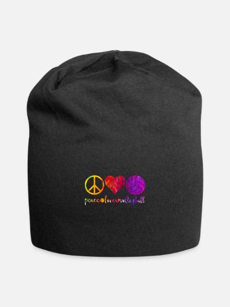 Peace Love und Volleyball in Regenbogen Farbklecks - Jersey-Beanie - Schwarz