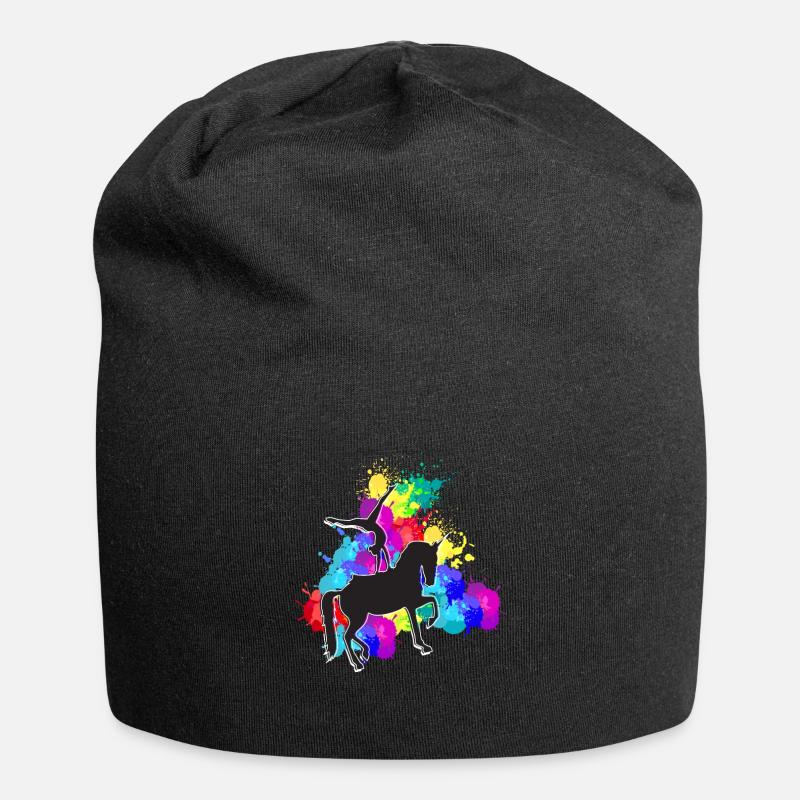 Voltigieren Pferde Farben Reiten Reiter - Jersey-Beanie - Schwarz