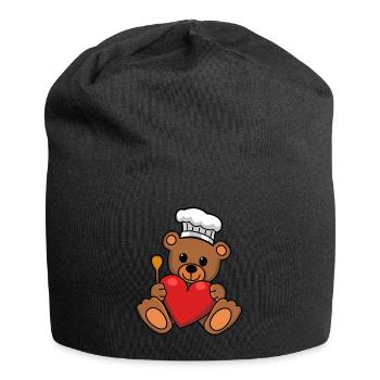 Teddy Chef Cooking Heart Cooking Hobby Chef - Jersey Beanie - black - Front