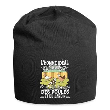 Poules T-shirt L'Homme Idéal Cadeau Jardinier - Bonnet en jersey - noir - Devant