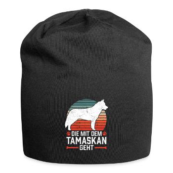 Die mit dem Tamaskan geht Wolf-Hund Tamaskan - Jersey-Beanie - Schwarz - Vorne