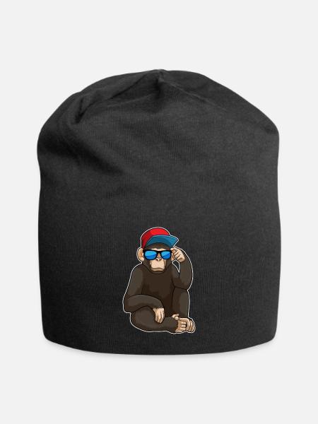 Affe Sonnenbrille - Jersey-Beanie - Schwarz