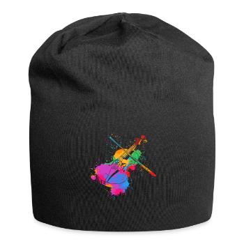 Violine Splash Bunt Geigenspieler Musik Band Geige - Jersey-Beanie - Schwarz - Vorne