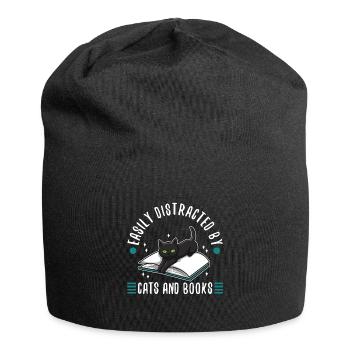 Facilement distrait par les chats et les livres - Bonnet en jersey - noir - Devant