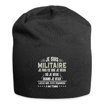 Militaire En Couple Idée Cadeau Pour Mon Mari - Bonnet en jersey - noir - Devant
