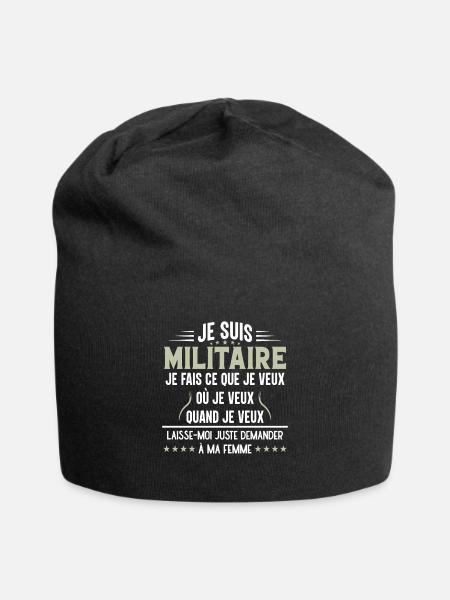 Militaire En Couple Idée Cadeau Pour Mon Mari - Bonnet en jersey - noir