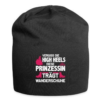 Prinzessin trägt Wanderschuhe / Wandern Berge Weg - Jersey-Beanie - Schwarz - Vorne