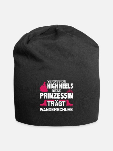 Prinzessin trägt Wanderschuhe / Wandern Berge Weg - Jersey-Beanie - Schwarz