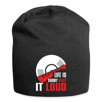 Life is short, play it loud / vinyl guitar bass - Jersey Beanie - black - Front