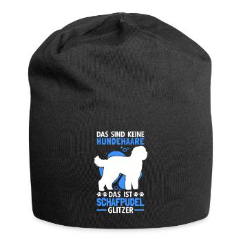 Das ist Schafpudel Glitzer altdeutscher Hütepudel - Jersey-Beanie - Schwarz - Vorne