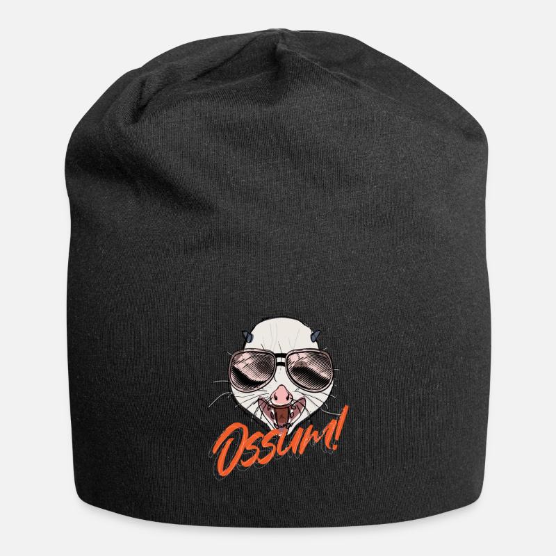 Ossum! Possum Opossum Pouch Rat - Jersey Beanie - black