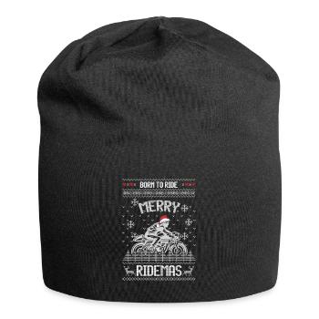 Motorcycle Biker Ugly Christmas Sweater Gift - Jersey Beanie - black - Front