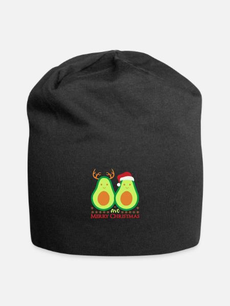 Weihnachten Avocado Vegan Geschenk - Jersey-Beanie - Schwarz