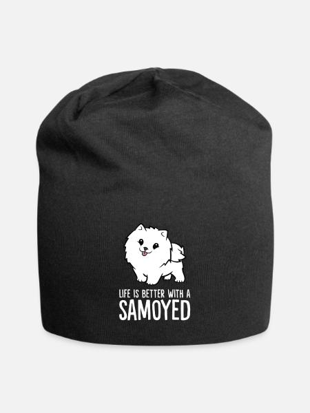 La vie est meilleure avec un Samoyède - Bonnet en jersey - noir