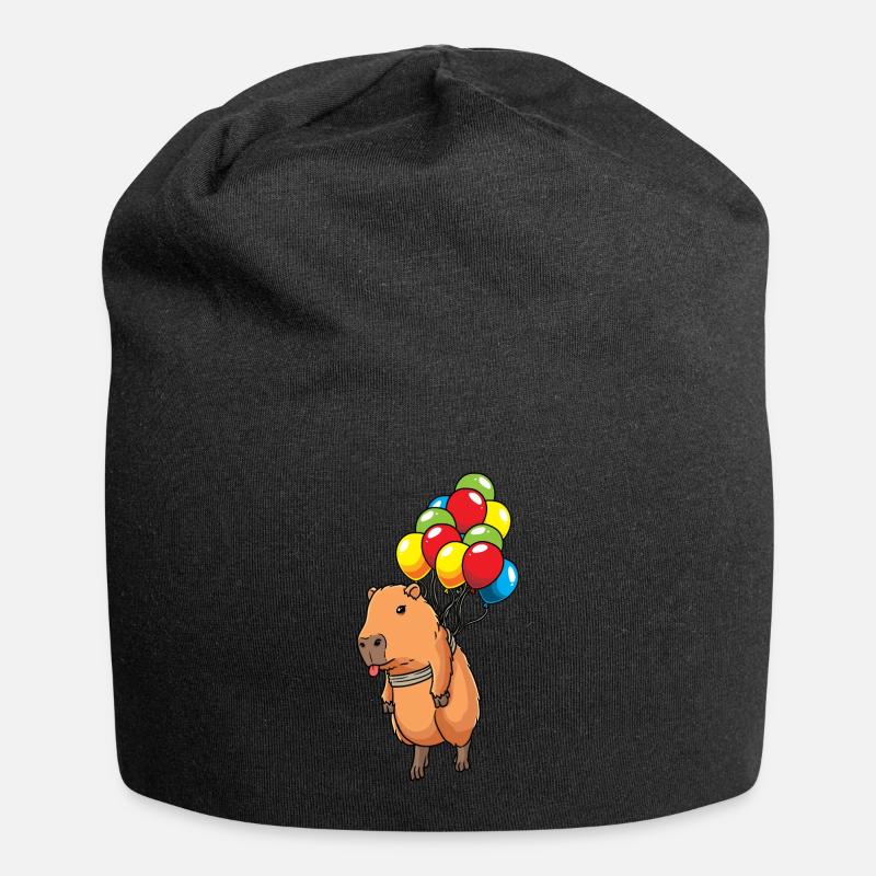 Capybara Wasserschwein Mit Luftballons Capybara - Jersey-Beanie - Schwarz