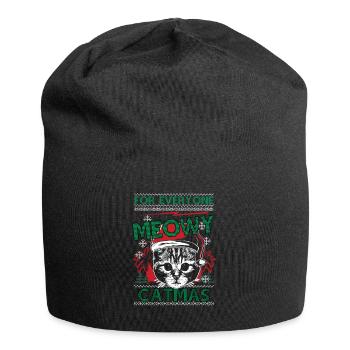 Cat Kitten Ugly Christmas Sweater Gift - Jersey Beanie - black - Front