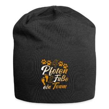4 Pfoten 2 Füße Ein Team Hundeliebhaber Geschenk - Jersey-Beanie - Schwarz - Vorne