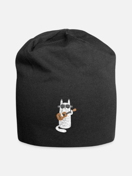 Ukulele Katze - Jersey-Beanie - Schwarz